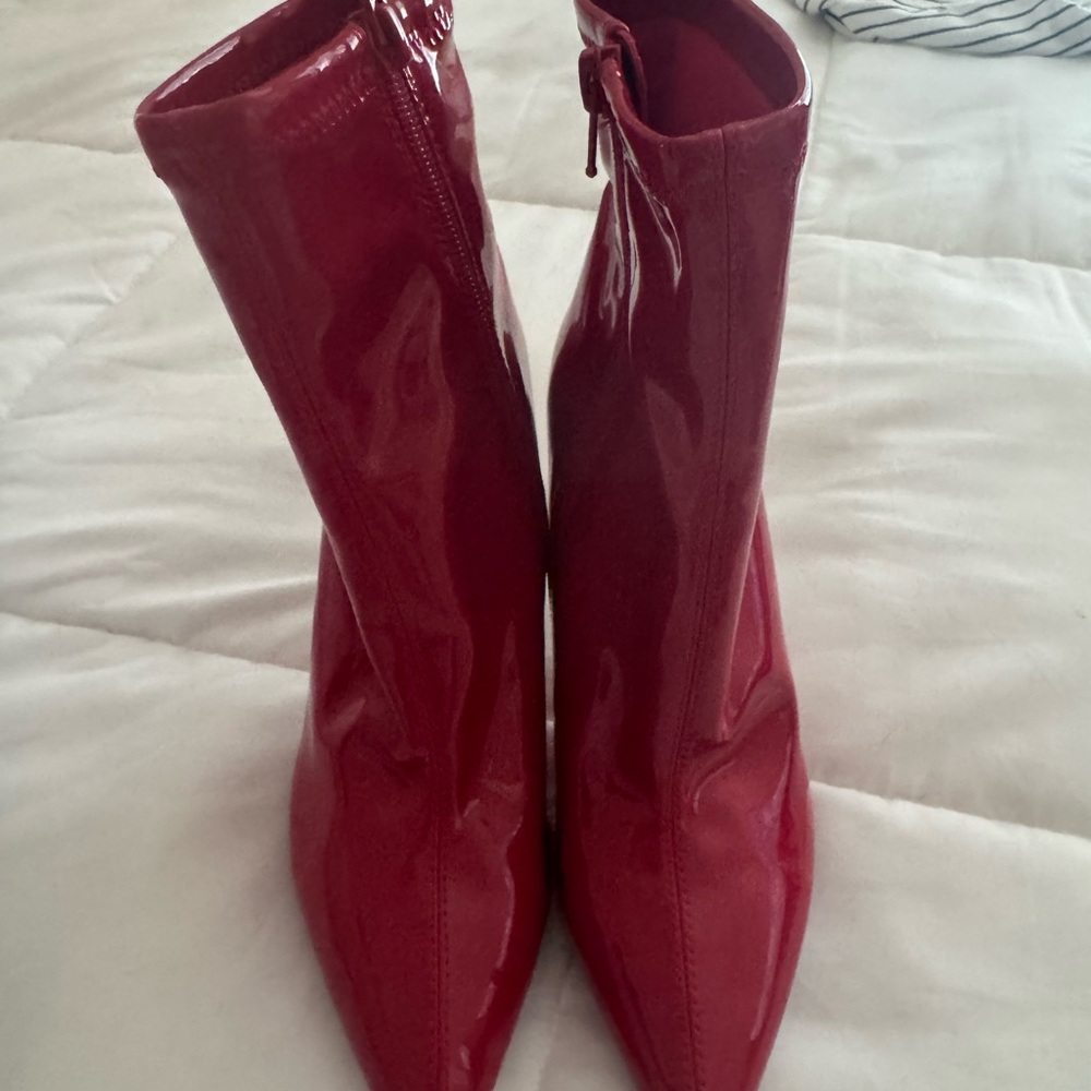 Steve Madden Glossy Red Ankle Booties